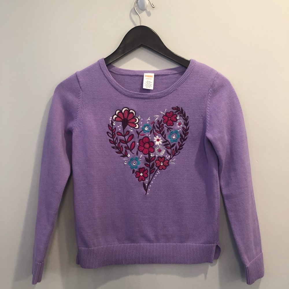 Girls Gymboree purple size L embroidered sweater